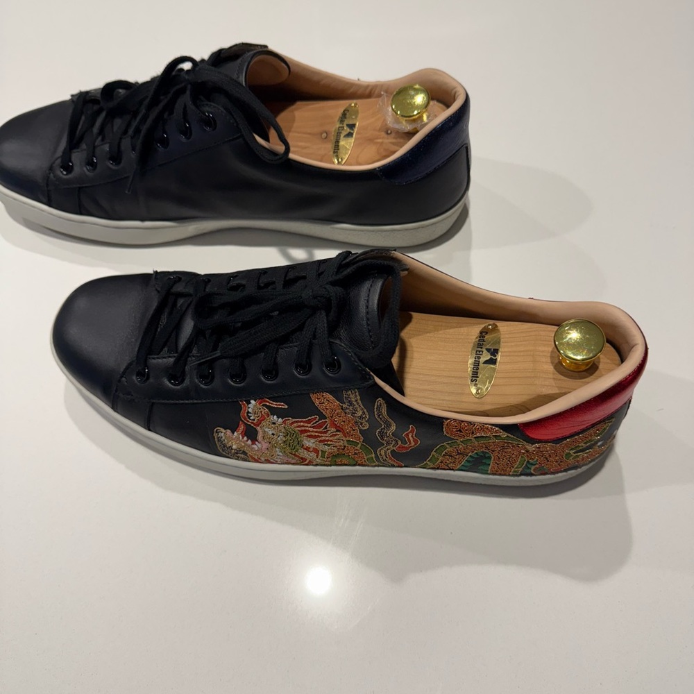 Men's Black Embroidered Sneakers